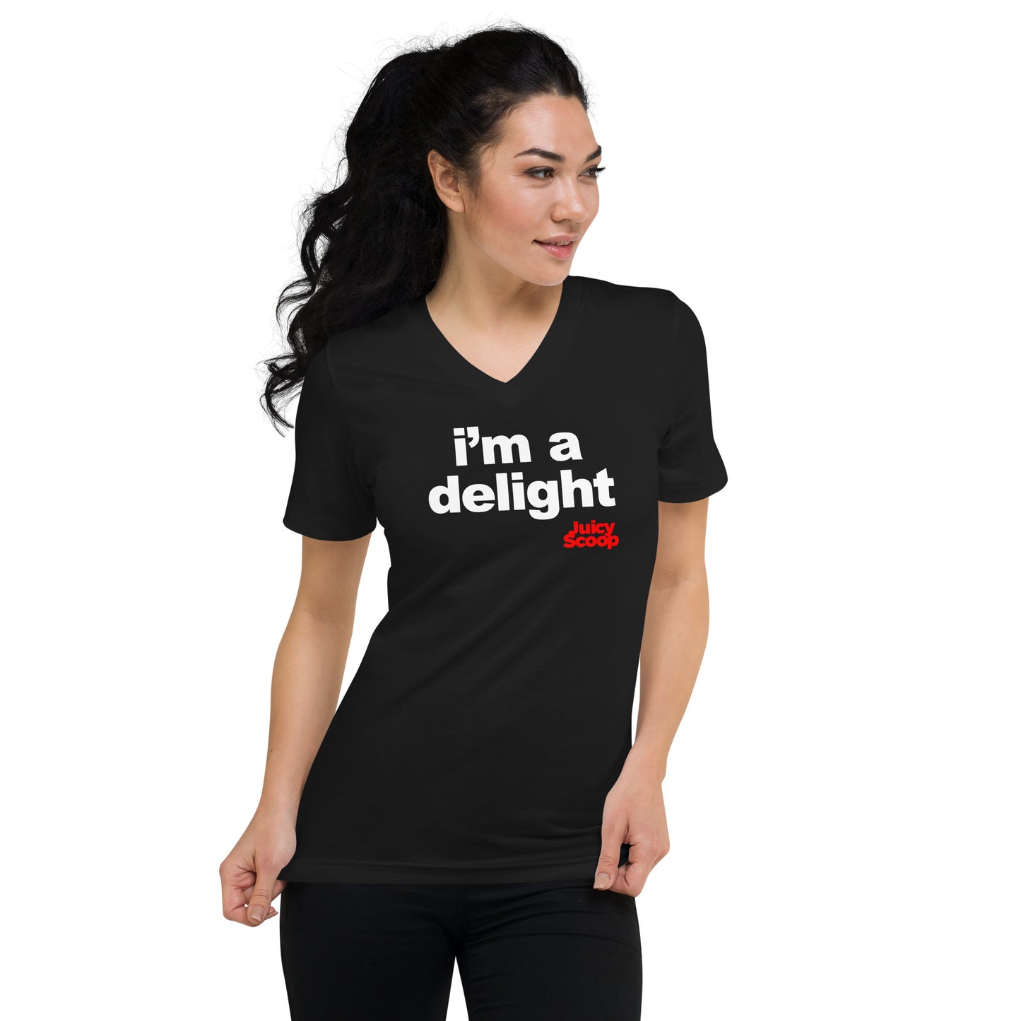 "i'm a delight" Short Sleeve V-Neck T-Shirt